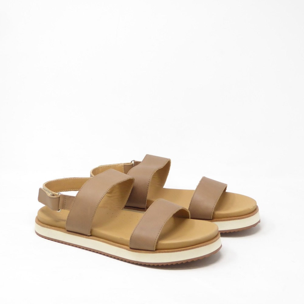 Nisolo Women Go-To Flatform Sandals Almond Tan Leather Platform Slingback Size 9